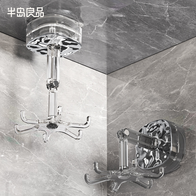 Gancho de ventosa de cocina giratoria ventosa estante sin agujeros de agujeros de goma pegajosa pala pala percha de almacenamiento doméstico