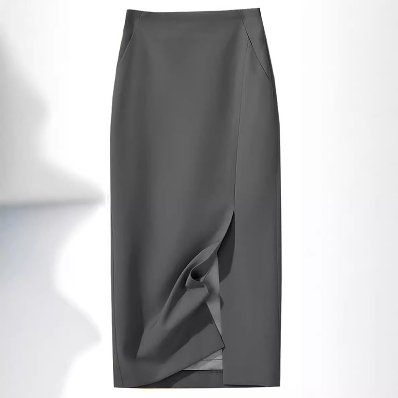 先行販売気質スーツスカート女性の春夏新作スリムハイウエストヒップカバーワンステップスカートミドル丈プロフェッショナルスカート|undefined