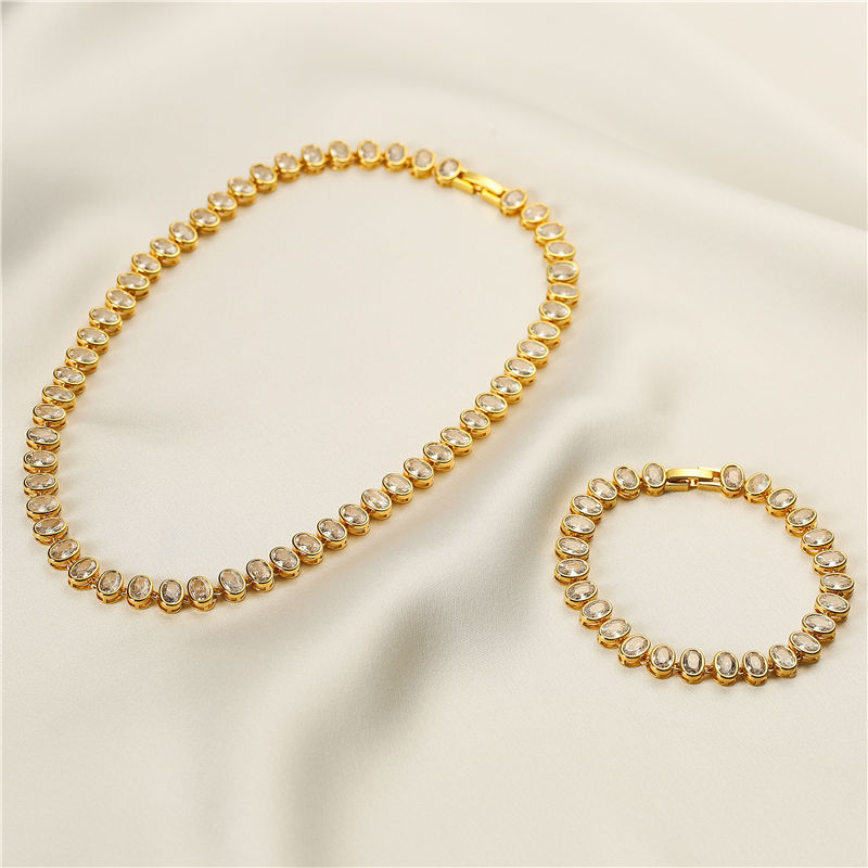 Simple Style Round Copper Inlay Zircon Bracelets Necklace display picture 1