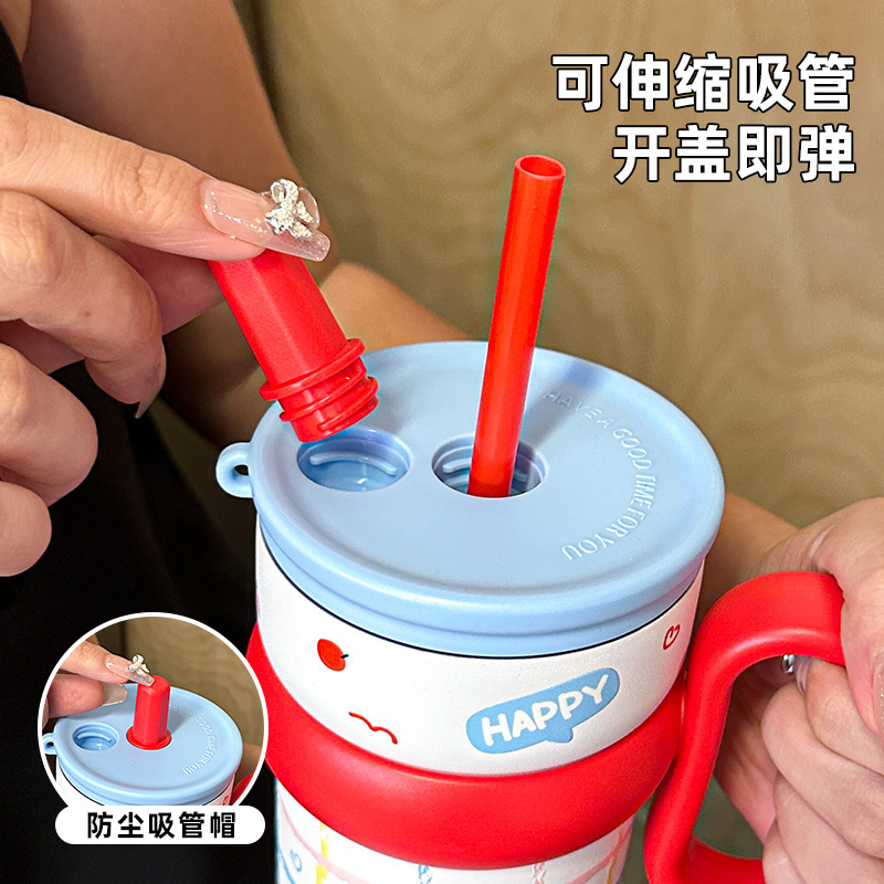 新款灿墨水杯水壶高颜值可爱不锈钢学生女生吸管杯冰霸杯保冷卡通|undefined