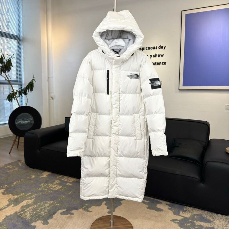 Putian's New North Face Mid-Length down Jacket, Over-The-Knee Autumn and Winter Hooded down Jacket, Warm Windproof Jacket for Men and Women
