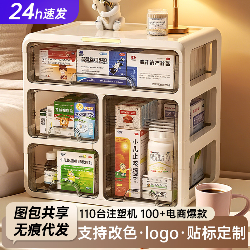 医药箱家用药盒多层药品收纳箱大容量药收纳盒抽屉收纳架医疗箱子