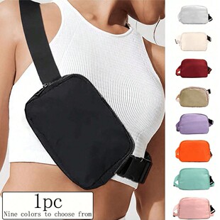 Cross-border Lulu Same-style Waist Bag Nylon Waterproof Chest Bag Crossbody Bag Outdoor Sports Running Crossbody Waist Bag for Men and Women