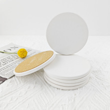 空白陶瓷杯垫现货批发10CM吸水防滑软木底隔热垫圆形陶瓷杯垫定制