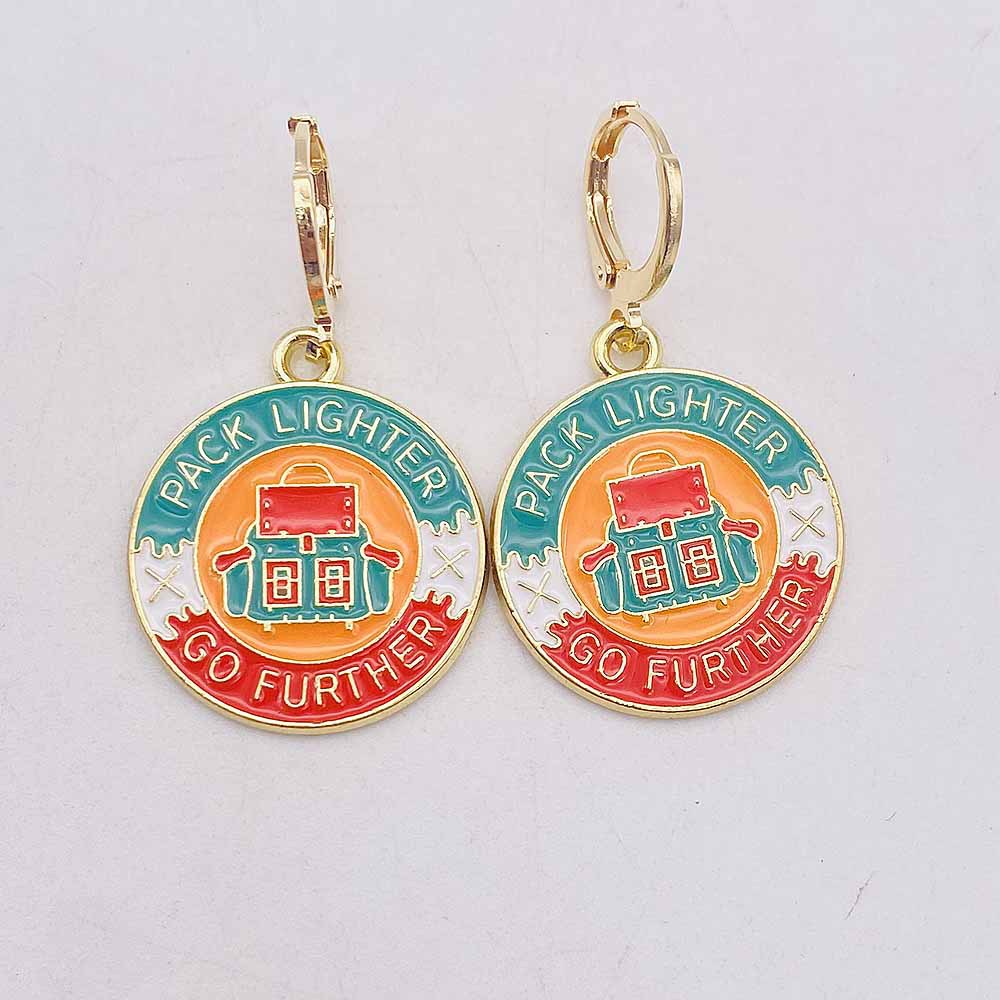11g Weight Copper Ear Needle Material Drop Earrings Classification 1 Pair Quantity Daily, Street Occasion Alloy Material Building, Landscape Pattern Women's Gender Enamel Design Simple Style Style 1 Pair Simple Style Building Landscape Enamel Arylic Alloy Drop Earrings 8