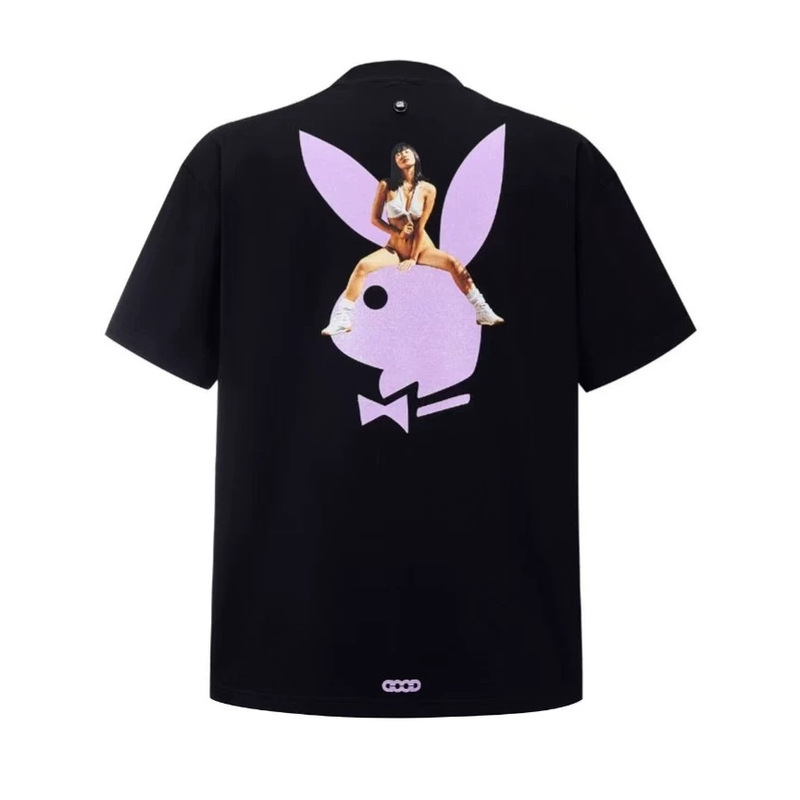 Goodbrand × Playboy Joint Brand Hot Girl Style Glitter Logo Short-Sleeved T-Shirt for Both Men and Women Goodbrand × Playboy Joint Brand Hot Girl Style Glitter Logo Short-Sleeved T-Shirt for Both Men and Women