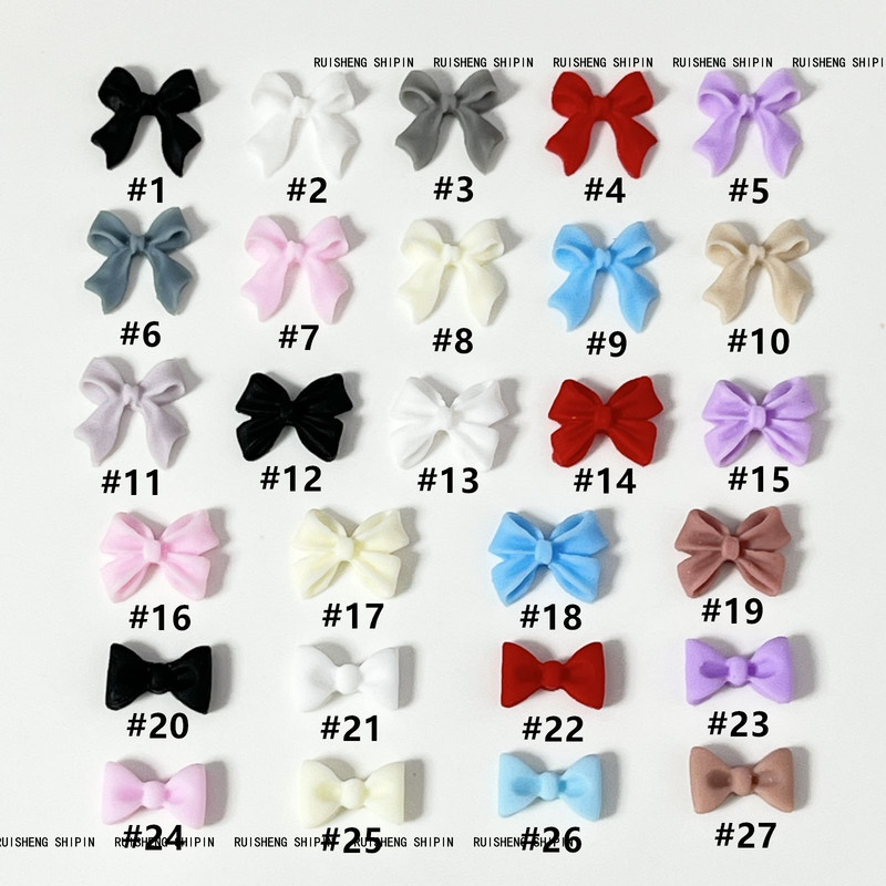 Bow Nail Art Accessories Wholesale Beautiful Girl Frosted Versatile Streamer Bow Tie DIY Nail Sticker Accessories