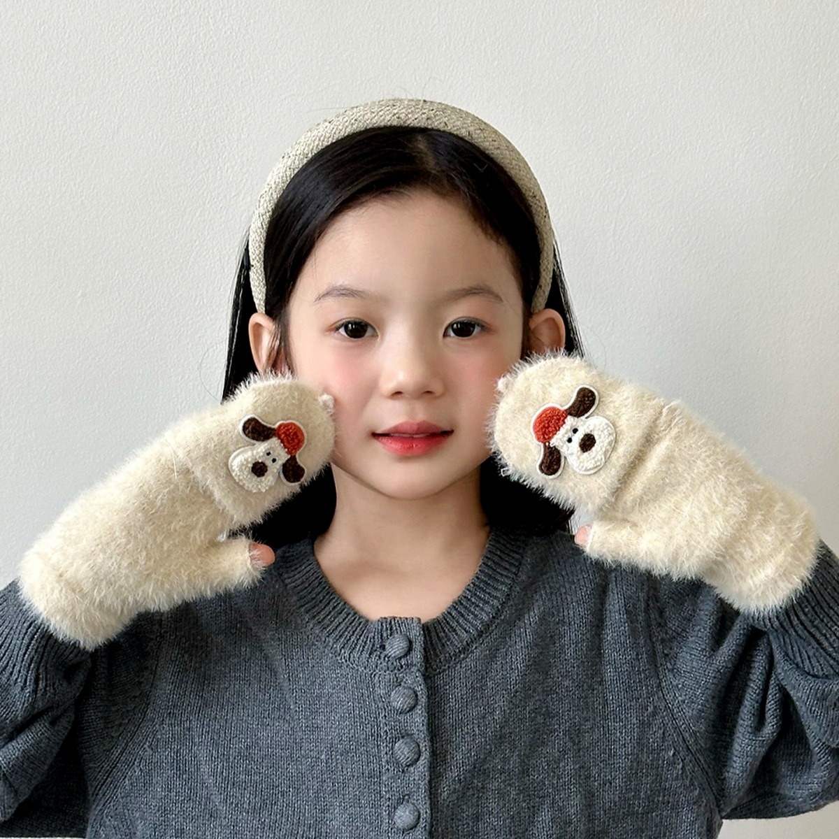 Guantes infantiles de invierno para niñas guantes de dedo para niñas guantes de medio dedo para estudiantes de escritura de escritura guantes de flip