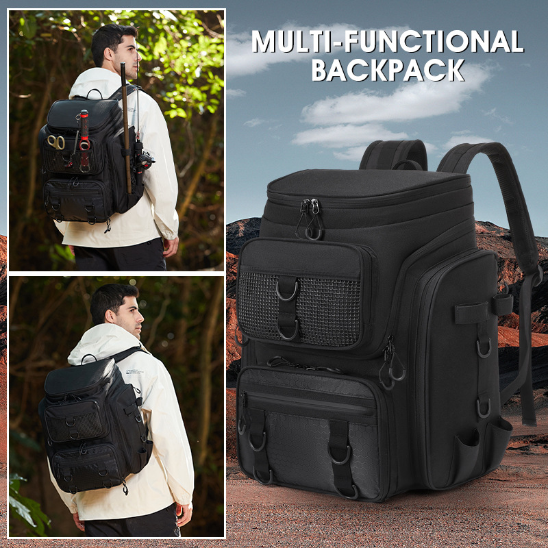 Cross-border outdoor travel backpack, fishing backpack, multifunctional fishing gear bag, fishing rod bag, large-capacity storage bag