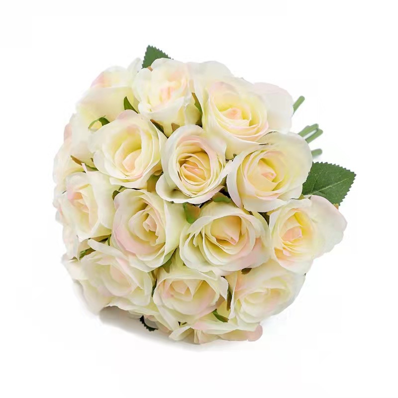 Venta al por mayor transfronteriza de ramos de novia de 18 rosas, flores de seda de alta gama para bodas, flores artificiales eternas. image 11