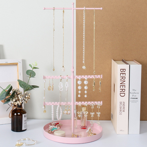 亚马逊可伸缩拆卸圆盘首饰架桌面珠宝收纳架铁艺项链饰品展示架子