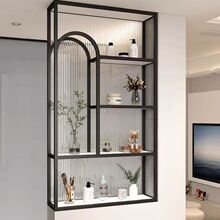 卫生间现代半墙长虹玻璃隔断铁艺置物架洗漱客厅不锈钢屏风玄关