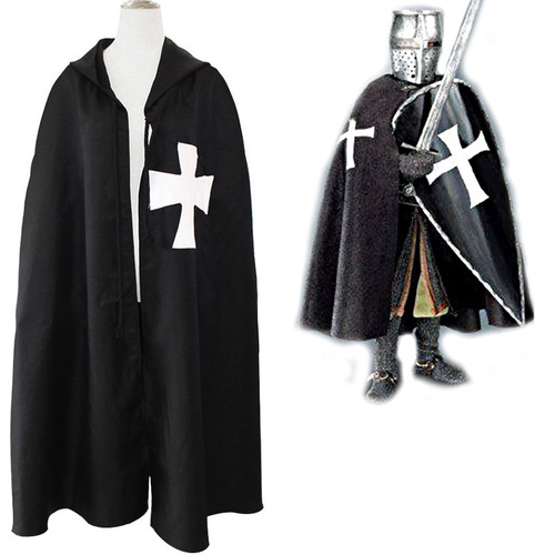 Medieval Warrior Role-Playing Cloak Templar Knight Cape Robe Roman Empire Cosplay Costume
