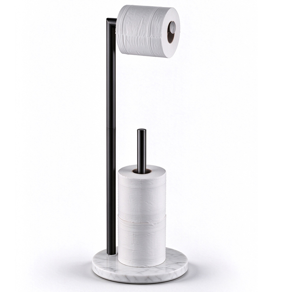 Floor-standing marble tissue holder stainless steel toilet standing toilet paper holder household toilet paper holder