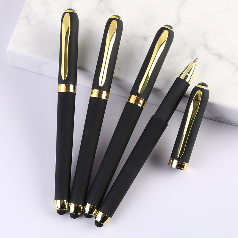 Black Pull-off Sandpaper Signature Pen with Spray Printing Logo Plastic Neutral Pen for Business Advertising Promotional Gift Pen