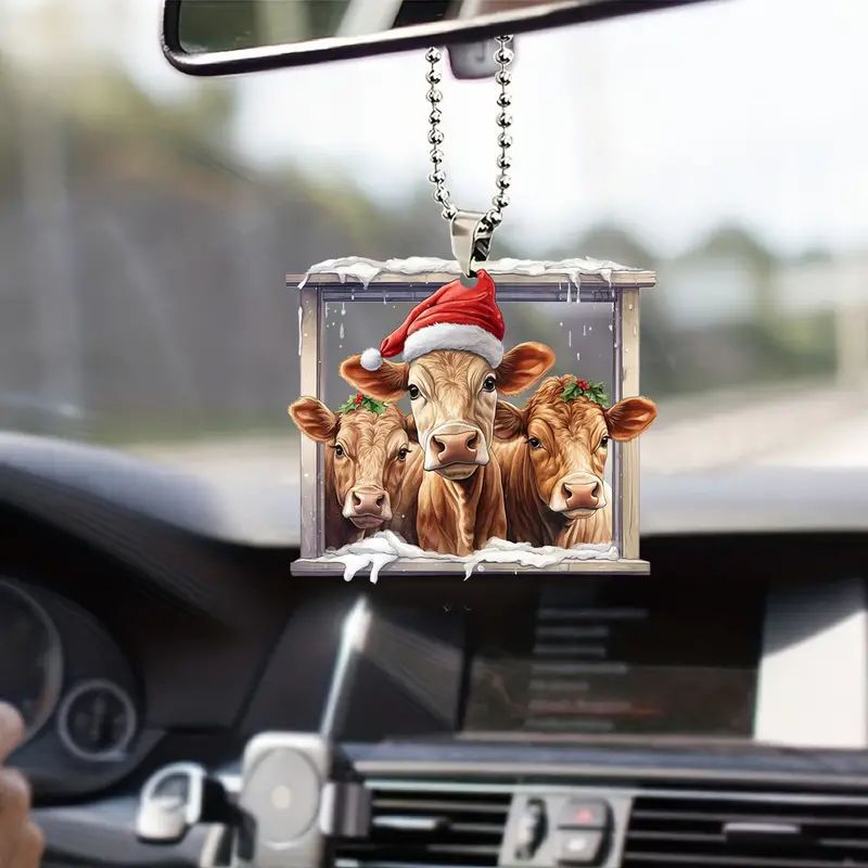 Navidad nuevo acrílico lindo colgante de vaca plano transfronterizo automóvil espejo retrovisor interior decoración colgante mochila