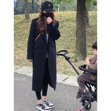 韩系毛呢外套女中长款过膝秋冬季新款赫本风加绒加厚呢子大衣