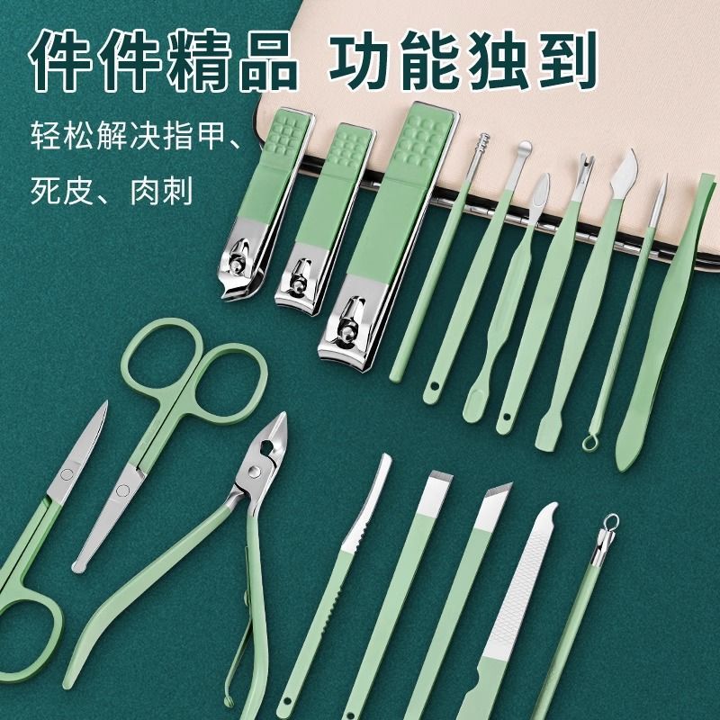 Kit de cortadores de uñas portátiles para niñas herramientas de pedicura lindas alicates de uñas para uñas conjuntos completos de cortadores de uñas caseros cucharas para excavar orejas