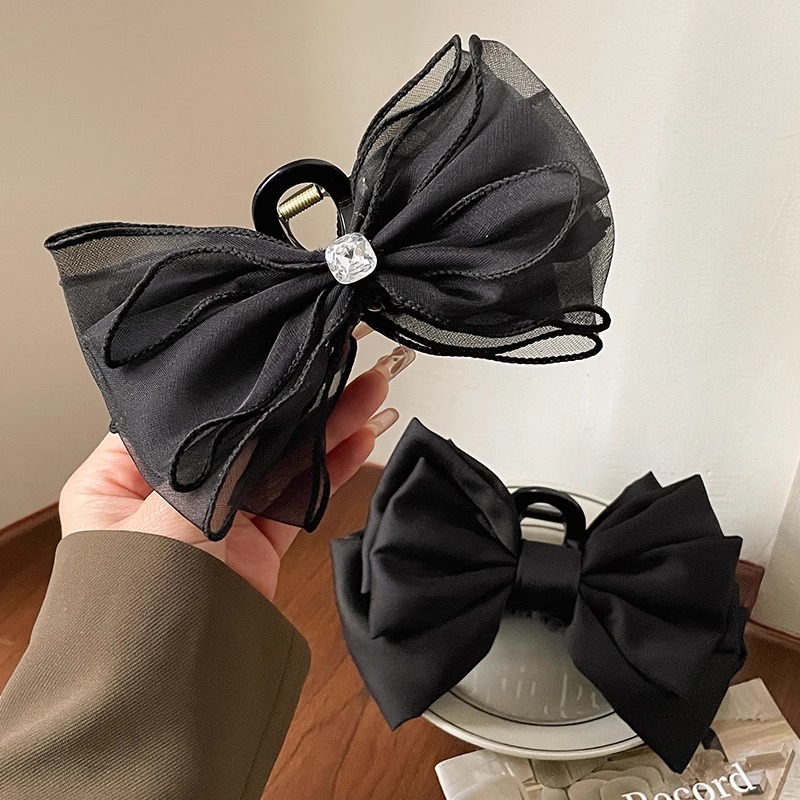 Arco negro adornamiento de cabello princesa clip de cabello de cabeza mujer detrás del cabello raspado clip de pez adornamiento de cabello clip de cabello