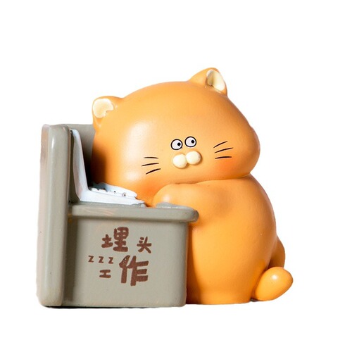 Meow Tuanzi Working Notes Blind Box Figure Ornament Cartoon Resin Craft Doll Trendy Anime Doll Gift Wholesale