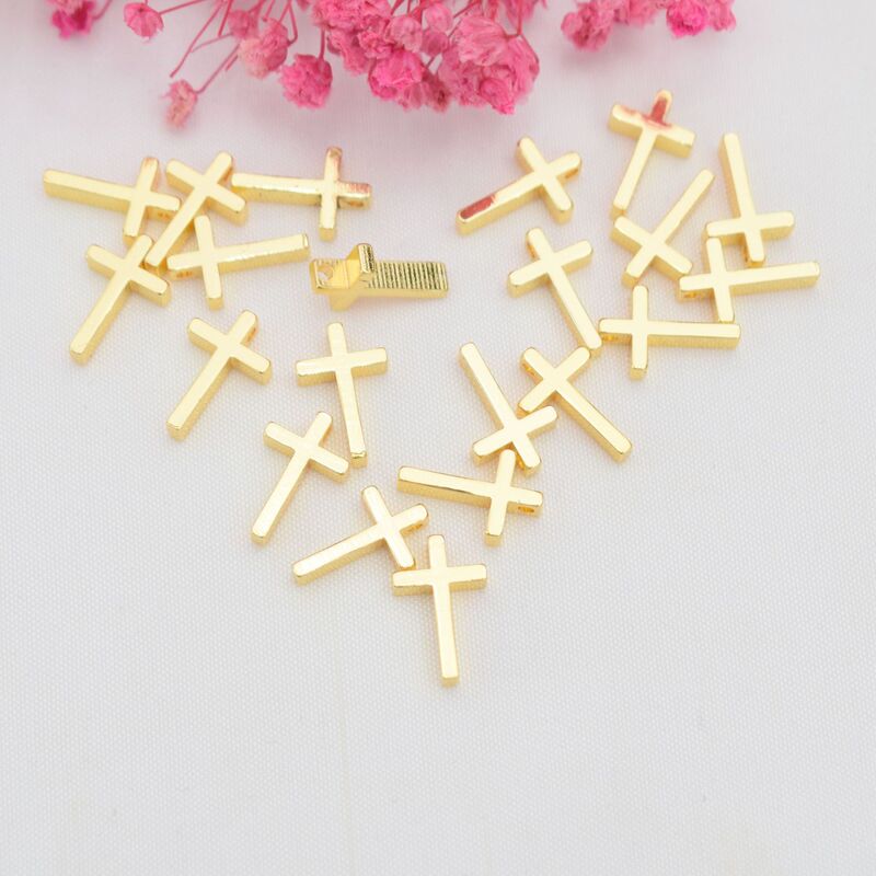 18K gold-wrapped solid cross pendant DIY handmade shoes and clothing jewelry loose beads accessories wholesale