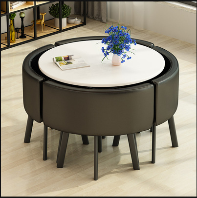 Simple Recepción y negociación pequeña mesa redonda mesa de recepción negociación reunión mesa de invitados y silla traje Oficina área de descanso mesa y silla combinación