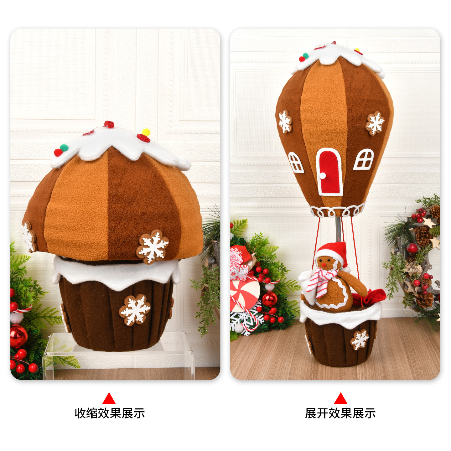 Decoraciones de Navidad pan de jengibre paracaídas retráctiles para el marido colgante de globo de aire caliente regalo ventana decoración
