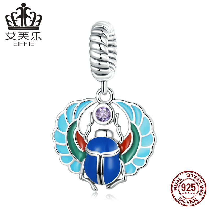 Bisal Simple Scarab Sterling Silver S925 Pendant Bracelet Colorfulful Oil Dripping Zircon Insect Pendant Scc2255 Bisal Simple Scarab Sterling Silver S925 Pendant Bracelet Colorfulful Oil Dripping Zircon Insect Pendant Scc2255