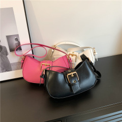 潮流皮帶裝飾洋氣個性小方包2023新款簡約時尚單肩包復古斜挎女包