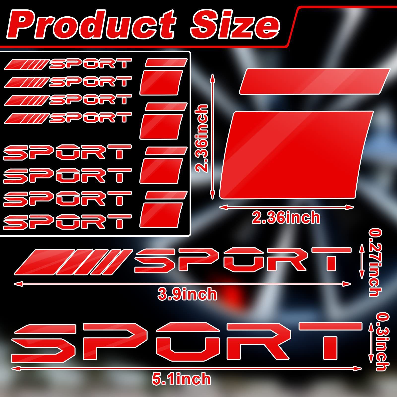 12pcs piece Rim Applique Stripe Reflective Sticker Waterproof wheel Red car rim stripe 18-21 inches_voghion.com