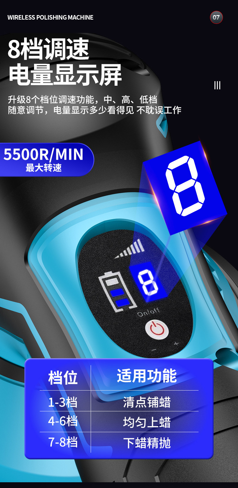 Wireless Waxing Machine Lithium Battery Da Charging Car Floor Small Electric Polishing and Grinding Car Beauty Wholesale
