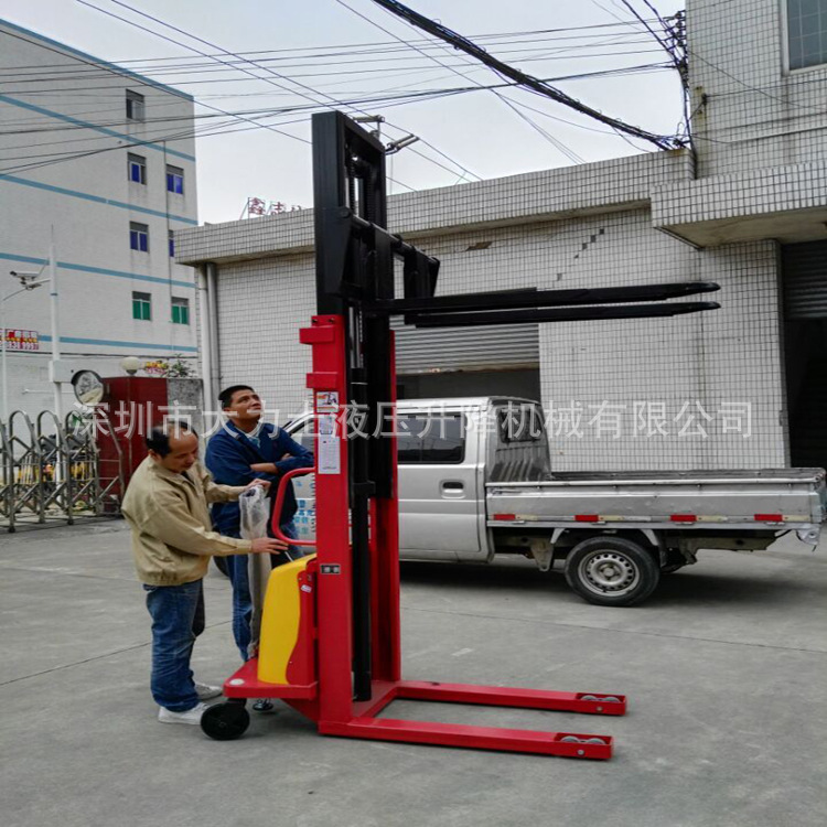 2吨2米电动堆高车升高车半电动堆垛机电动叉车可改装防爆电箱