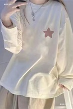 新款白色长袖t恤女春秋学生韩版宽松卡通内搭打底衫上衣