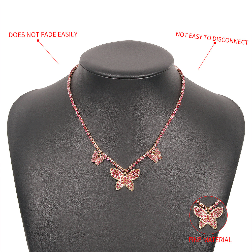N9244 Personalized Hip Hop Diamond Butterfly Necklace Fashion Retro Artistic Necklace Europe and Ame