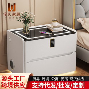 Multifunctional Smart Solid Wood Bedside Table Simple Modern Light Luxury Style Cat Skin Scratch Bedroom with Lock Installation-Free Bedside