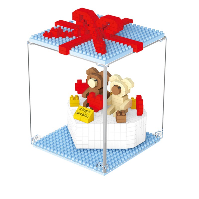 Regalo de niña bloques de construcción de partículas pequeñas ensamblando juguete de imagen pastel de cumpleaños para niños Regalo De estudiante entrega de puesto