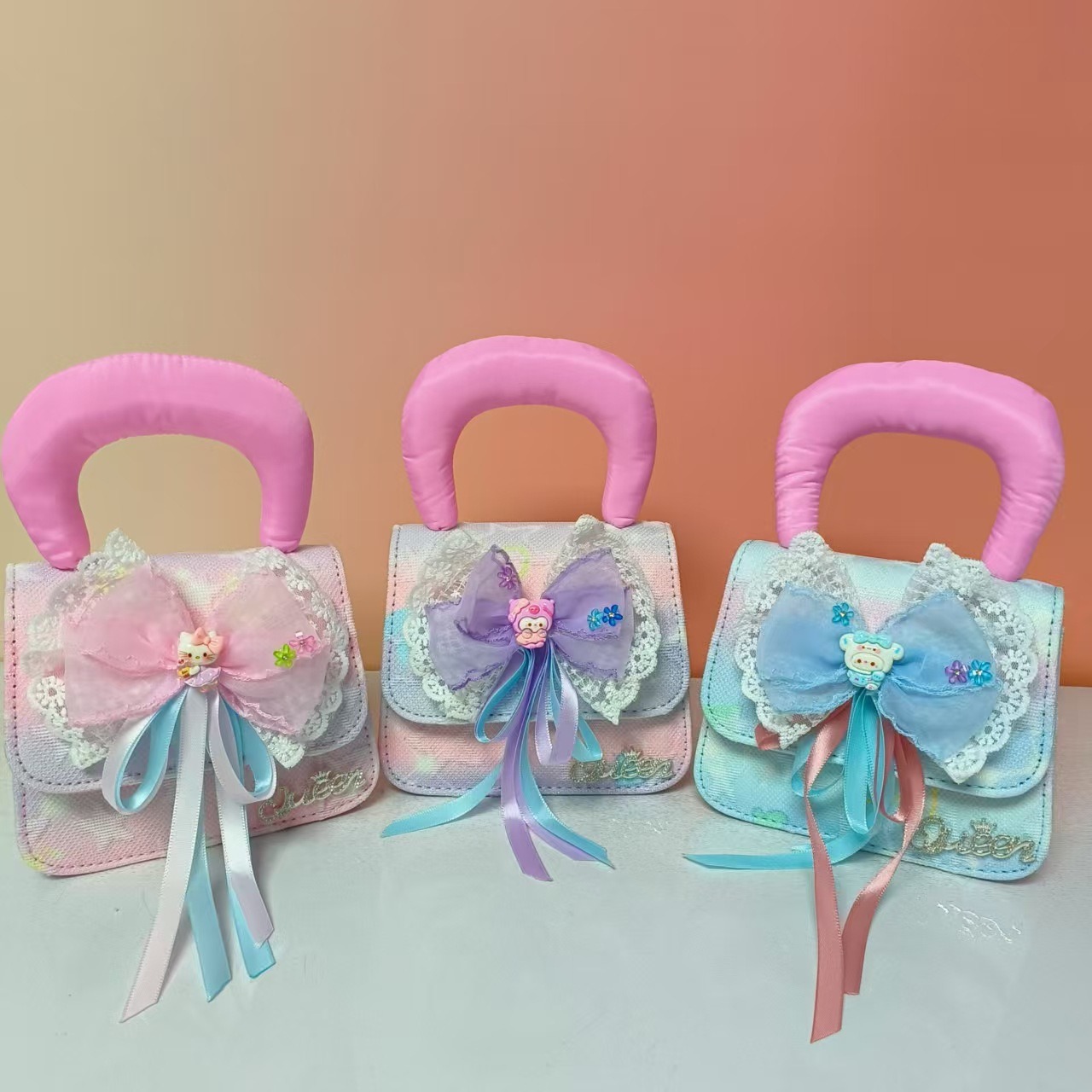 Bolso de princesa portátil de perlas, arco de encaje, bolso de hombro, bolso de cadena, bolso de cambio de Año Nuevo.