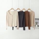 Осенний лонгслив, приталенный кардиган, французский стиль