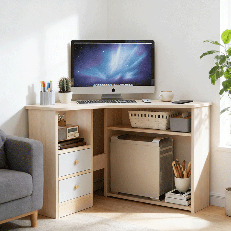 Small Apartment Office Desk, Triangular Study Desk, Corner Computer Desk, Simple Corner Writing Desk for Home Use Small Apartment Office Desk, Triangular Study Desk, Corner Computer Desk, Simple Corner Writing Desk for Home Use