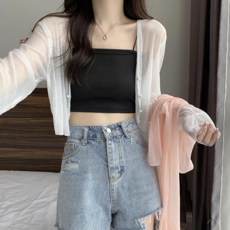 夏季开衫雪纺防晒衣女薄款透气防紫外线外搭披肩外套学生韩版宽松