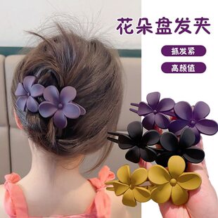 Cute elegant hair accessory, fashionable universal matte crab pin, simple and elegant design, flowered