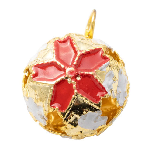 DIY Accessory Colorful Hollow Flower Ball Metal Bracelet Pet Bell Colorful Blue and White Glass Bell Wholesale