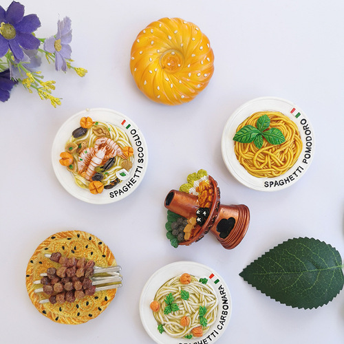 High-quality new food-themed collectible resin fridge magnets with creative DIY 3D design, suitable for wholesale.