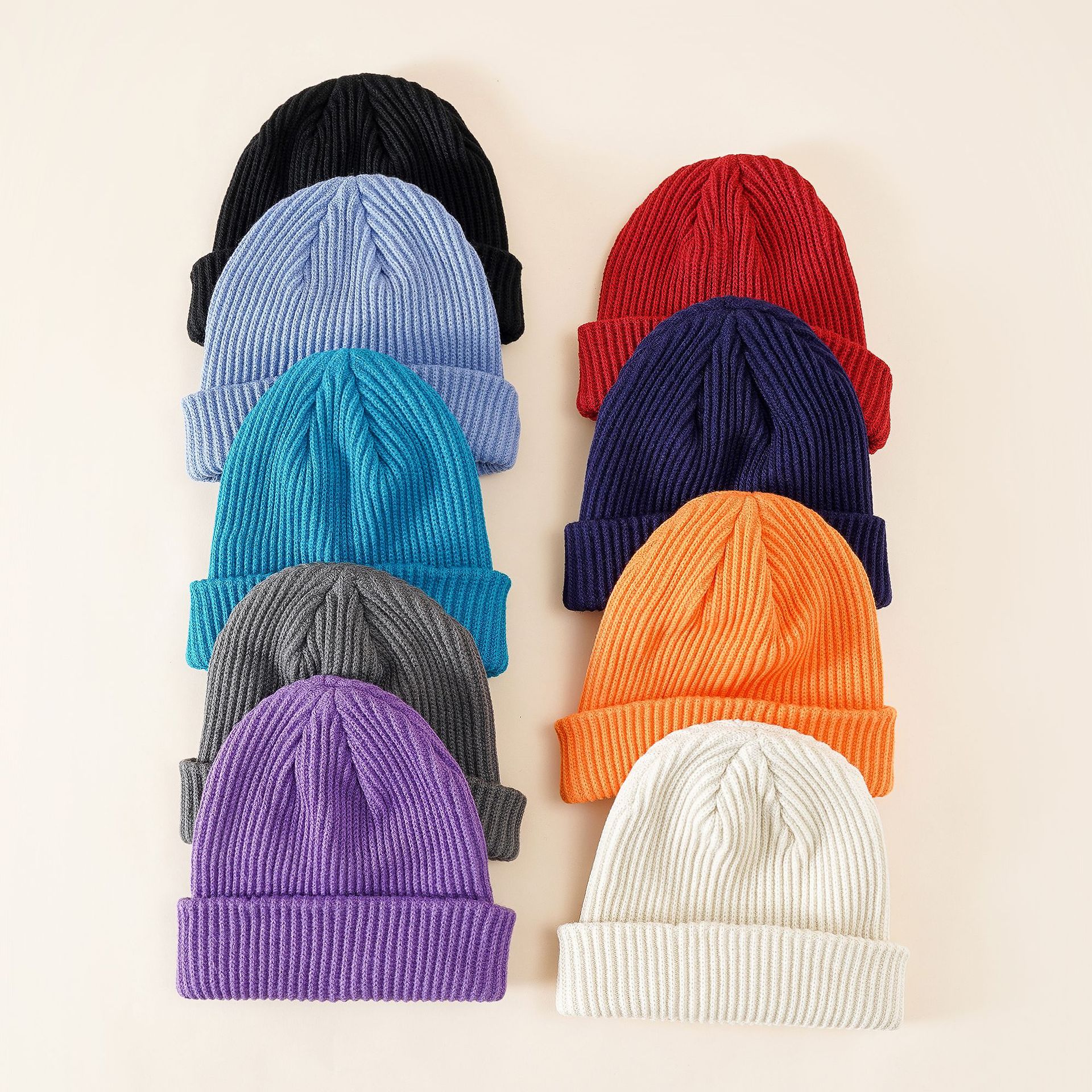Sombrero de punto de color sólido retro japonés otoño e invierno cálido moda casual sombrero de lana mujer par sombrero de lana de punto moda