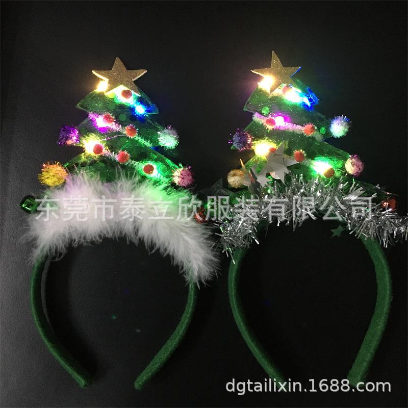 圣诞节装饰派对发光发箍圣诞树头箍欧美儿童成人装扮表演圣诞用品