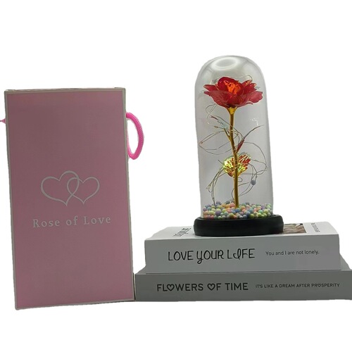 Glass lampshade rose eternal dried bouquet gift box birthday 520 Valentine's Day gift for girls and wives ornaments