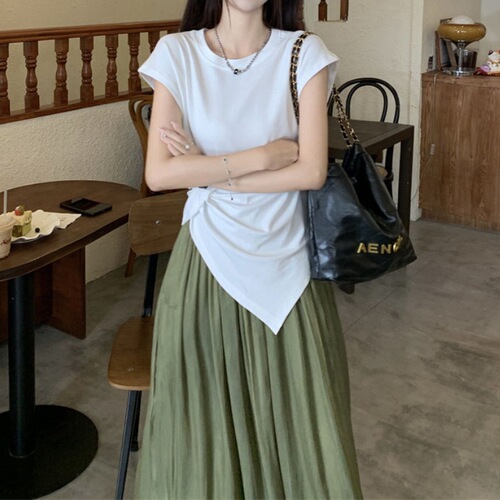 Flowing and Floating Green Casual Pants for Women - Summer 2025 High-Waisted Pleated Loose Wide-Legged Pants
