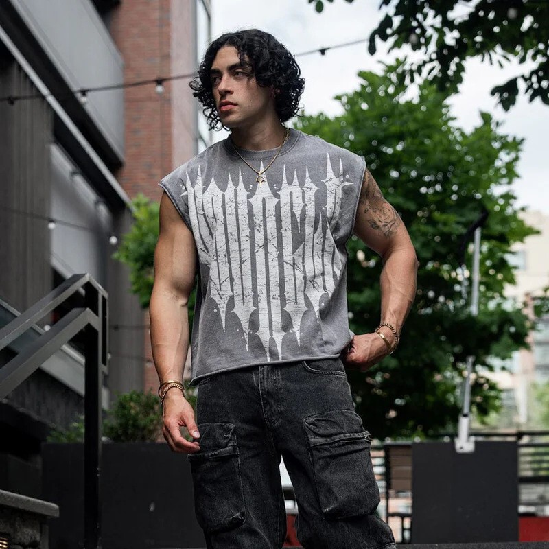 Summer American Trendy Brand Youngla Men's Sports Fitness Training Vest Fashionable Casual Jogger Sleeveless T-Shirt