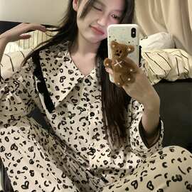 贝妍同款睡衣女生2026年春秋季长袖斑马纹家居服开衫套装简约休闲