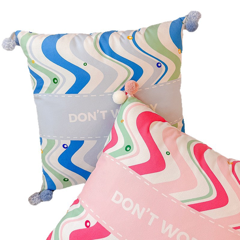 Estrella en el sueño de la almohada impresa funda de almohada sofá de la sala de estar almohada de la cabecera impresión de la almohada de la cintura abstracta con bola de pelo